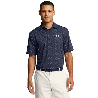 Under Armour Heren Playoff Golfpolo 3.0 Printed-Midnight Navy White Steel