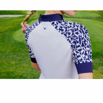 Dames Golfpolo Callaway Two-Tone Geometric Wit Navy