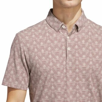 Adidas Heren Golfpolo Go To Stripe Bordeaux Beige