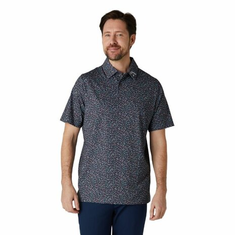 Callaway Heren Golfpolo All Over Chevron Confetti Print Asphalt