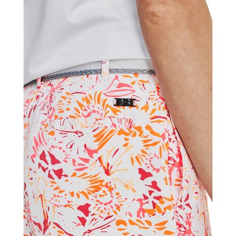 Under Armour Links Printed Dames Korte Broek White Orange Tropic 