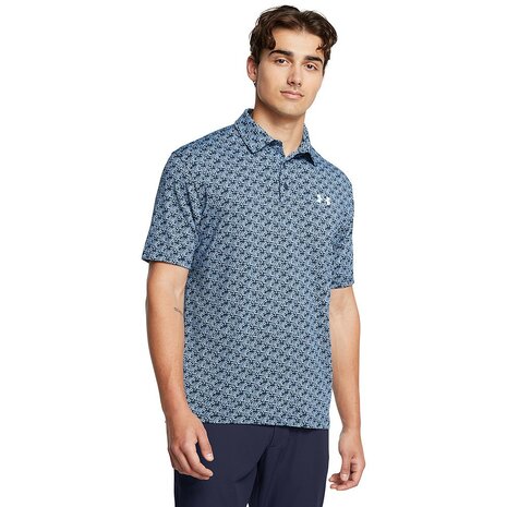 Under Armour Heren Playoff Golfpolo 3.0 Printed-Midnight Navy Horizon Blue