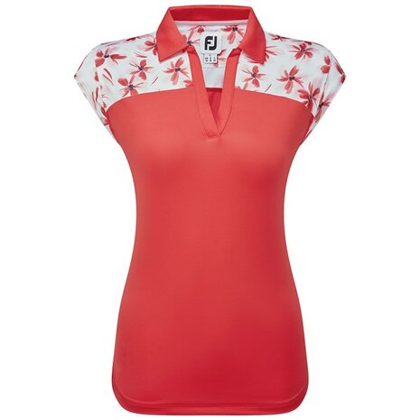 Dames Golfpolo Footjoy Block Floral Print Red