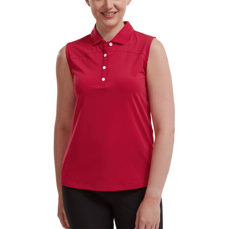 Footjoy Mesh Back Lisle Mouwloze Polo Rood