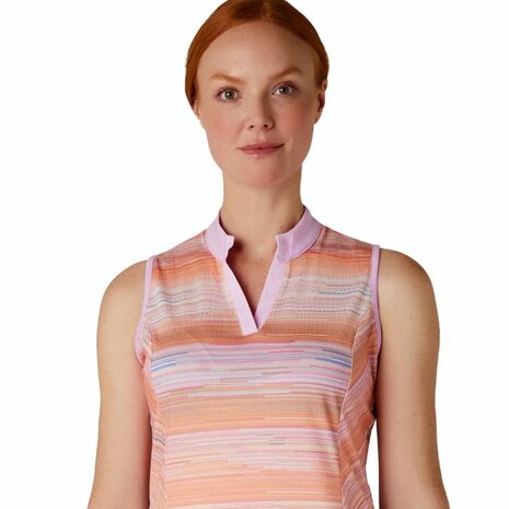 Mouwloze Dames Callaway Golf Polo Striped Print Chevron Placket