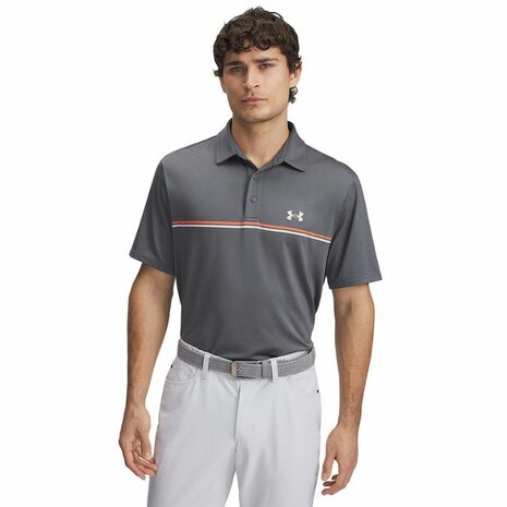 Under Armour Heren Playoff Golfpolo 3.0 Stripe Castlerock Fire