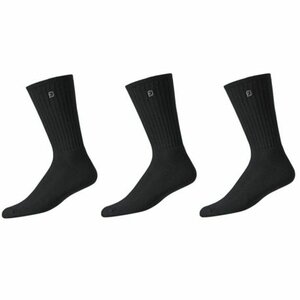 Footjoy ComfortSof Crew 3 Paar Golf Männer Socken lange Schwarz 39-46