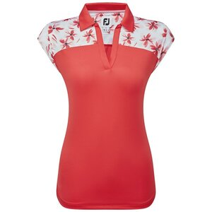 Dames Golfpolo Footjoy Block Floral Print Red