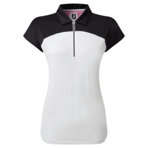 Dames Golf Polo Footjoy Cap Sleeve Bloc Nayy Wit