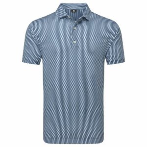 Footjoy Houndstooth Geo Lisle Heren Golfpolo Dark Denim