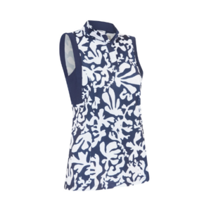 Callaway Abstract Floral Sleeveless Polo Dames Peacoat