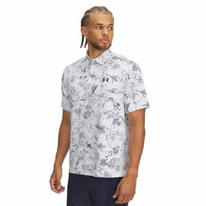 Under Armour Heren Playoff Golfpolo 3.0 Printed-Wit Navy